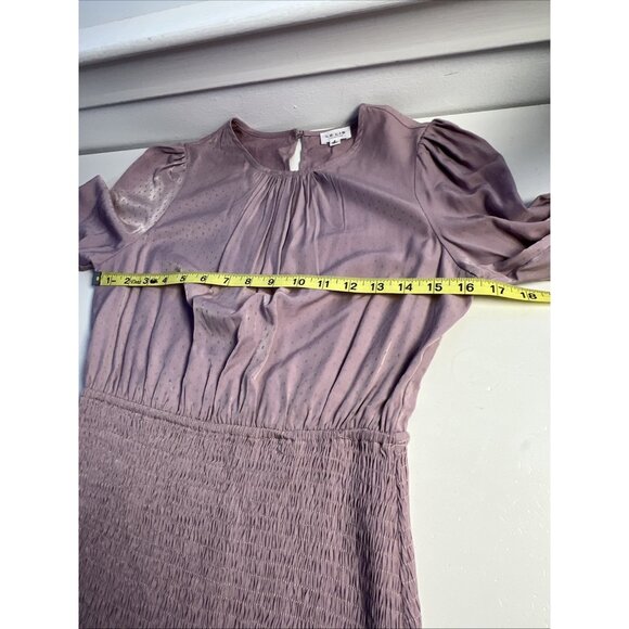 Le lis Collection Sz S  Mini Dress Mock Satin Purple Open Back Ruffle Hem - Picture 8 of 9